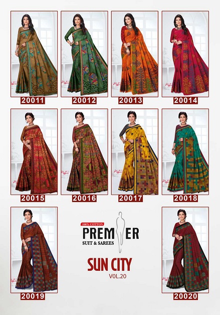 Premier Sun City Vol 20 Pure Cotton  Printed Designer Sarees